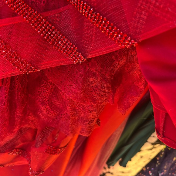 Glitter Print Short Bustier Corset Dress by Nox Anabel T792 in Red - Picture 9 of 10